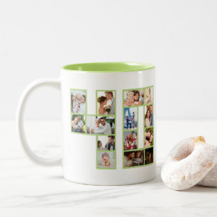 40th Birthday Photo Collage Green Two-Tone Coffee Mug