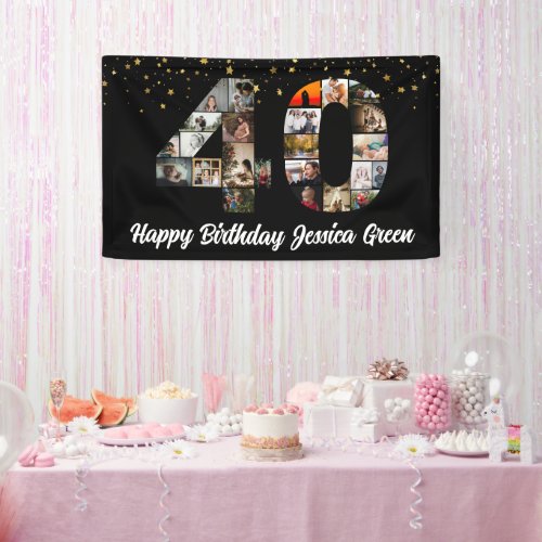 40th birthday Photo Collage happy birthday event Banner