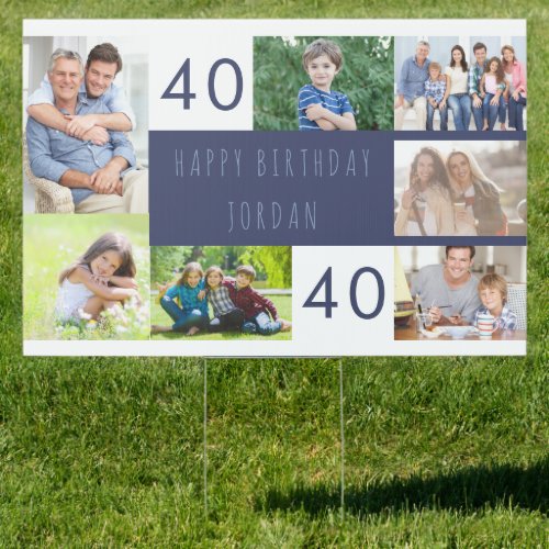 40th Birthday Photo Collage Happy Birthday Yard Sign