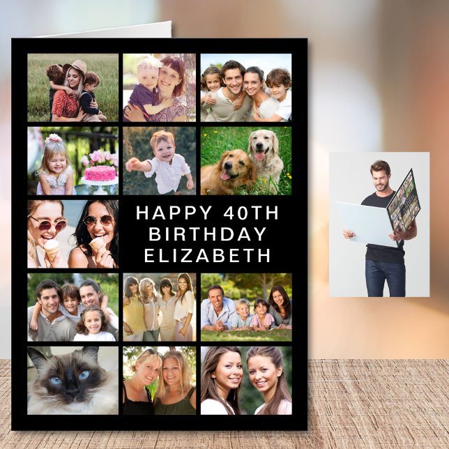 40th Birthday Photo Collage Jumbo Card (Creator Uploaded)
