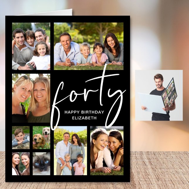 40th Birthday Photo Collage Jumbo Card (Creator Uploaded)
