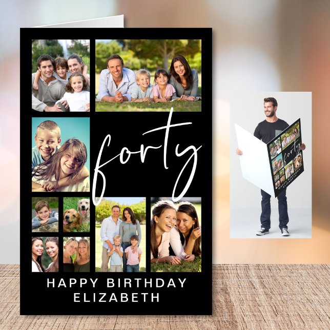 40th Birthday Photo Collage Jumbo Card (Creator Uploaded)