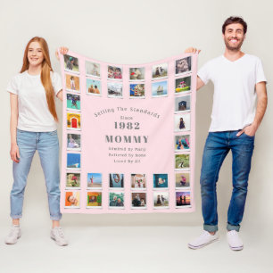 40th Birthday Photo Collage Mommy Fleece Blanket