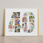 40th Birthday Photo Collage Number 40 Neutral Faux Canvas Print<br><div class="desc">Create your own personalized photo gift for a 40th Birthday. This neat photo collage is in the shape of the number 40 on a white background with neutral beige sand / muted yellow borders and bronze modern typography. The collage can hold 15 photos and the template is set up ready...</div>