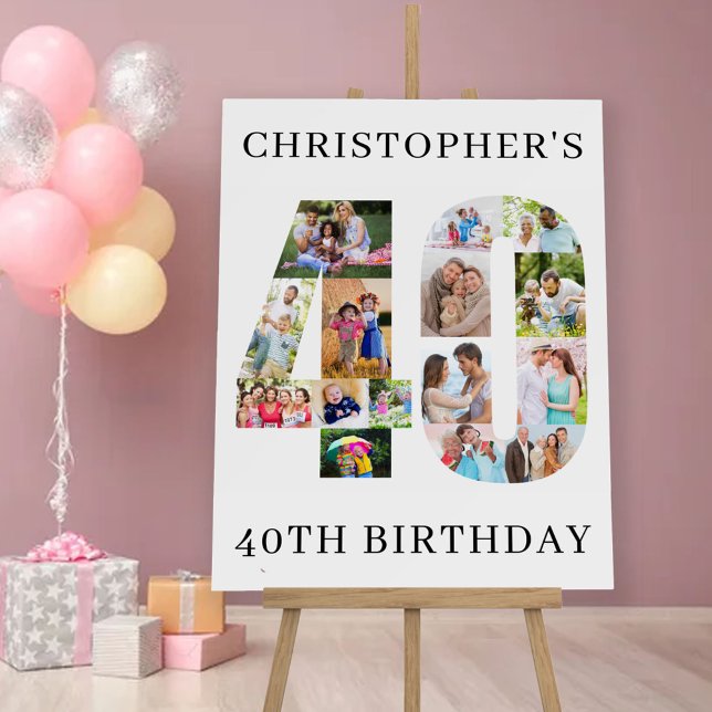 40th Birthday Photo Collage Number 40 Personalized Foam Board (Creator Uploaded)
