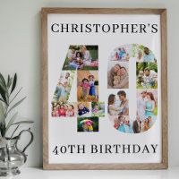 40th Birthday Photo Collage Number 40 Personalized