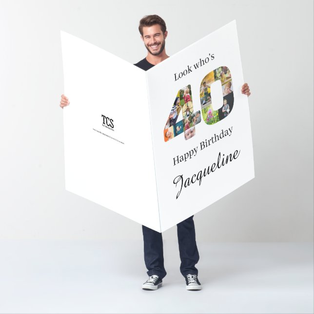 40th Birthday Photo Collage Personalized Card (In Situ)