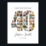 40th Birthday Photo Collage Poster<br><div class="desc">Create your own personalized birthday photo collage poster featuring your favorite pictures in the shape of the number 40.</div>