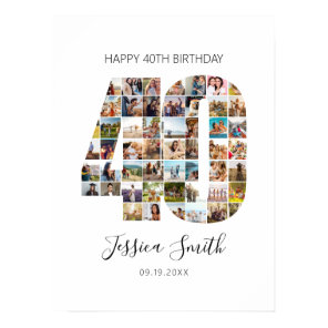 40th Birthday Photo Collage Poster
