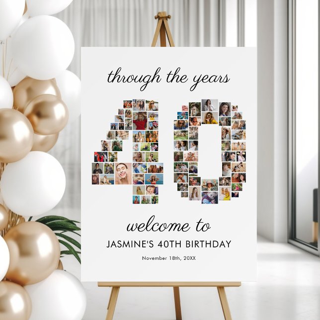 40th Birthday Photo Collage Welcome Foam Board (Creator Uploaded)