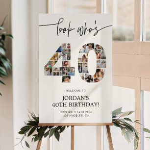 40th Birthday Photo Collage Welcome Sign