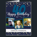 40th Birthday Photo Confetti Card<br><div class="desc">Happy Custom Date Birthday! Fun confetti on the top and bottom boarder of card. "We hope this day is as amazing as you are!" All text is adjustable. Family and Friends Photo Collage Option.</div>