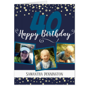 40th Birthday Photo Confetti Card