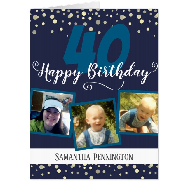 40th Birthday Photo Confetti Card (Front)