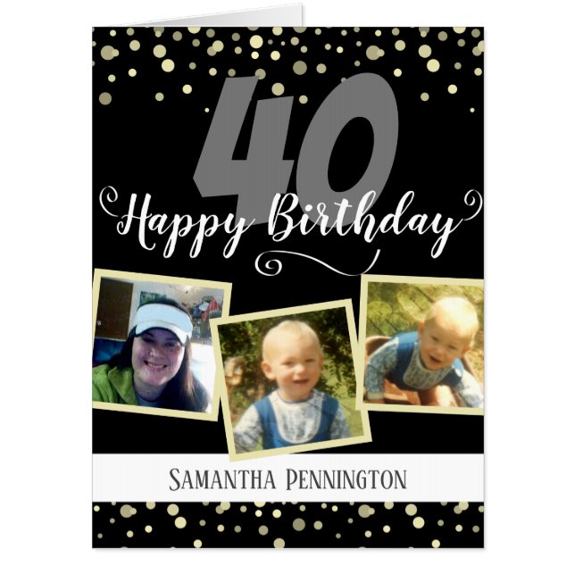 40th Birthday Photo Confetti Card (Front)