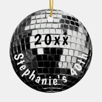 40th Birthday Photo Disco Ball Keepsake Ceramic Ornament by ChristmasCardShop at Zazzle