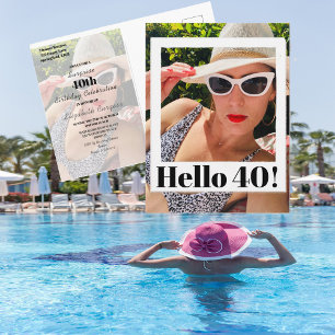40th Birthday Photo Frame Modern Chic Postcard