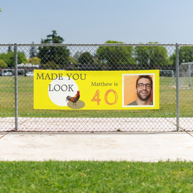40th Birthday Photo Fun Chicken Rooster Banner (Insitu)