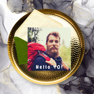 40th birthday photo hello 40 guy black invitation