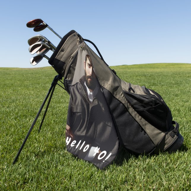 40th birthday photo hello 40 guy golf towel (Green)