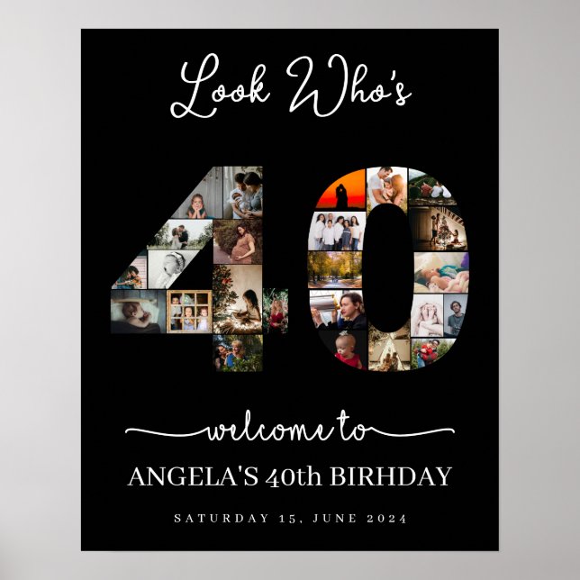 40th Birthday Photo Montage Event Poster (Front)