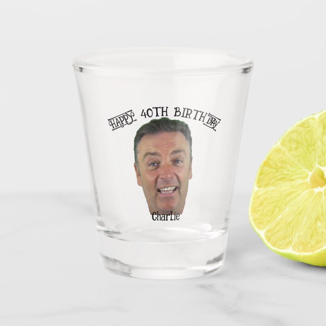 40th Birthday Photo Personalized Shot Glass Gift (Front)