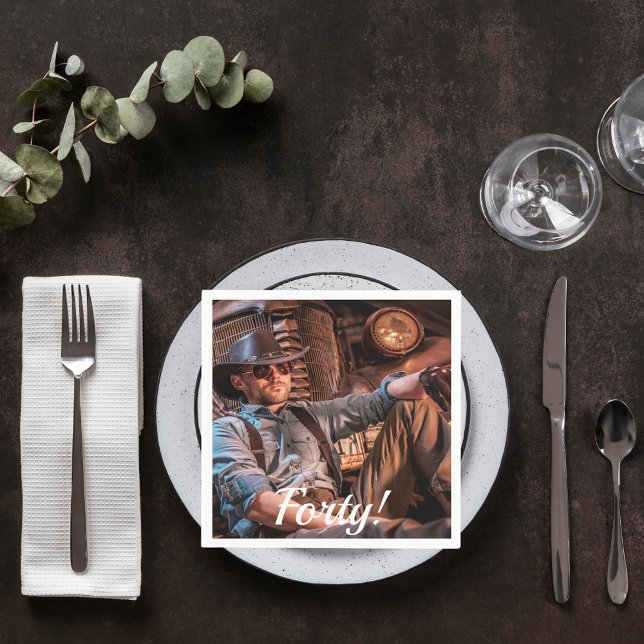 40th birthday photo script napkins (Creator Uploaded)