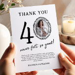 40th Birthday Photo Thank You Card<br><div class="desc">Discover the charm and personal touch of our simple yet elegant birthday thank you cards. Featuring a customizable photo template encased in a playful doodle frame, these cards are not just a thank you note, but a keepsake. With the spirited saying, '40 never felt so good', and space for a...</div>