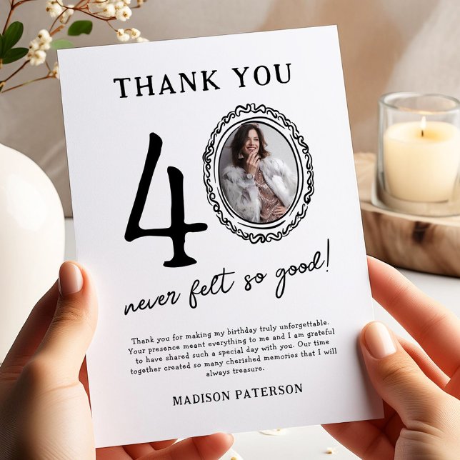 40th Birthday Photo Thank You Card (Creator Uploaded)