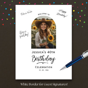 40th Birthday Photo White Signature Border Foam Board