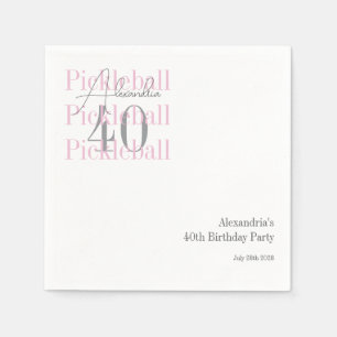 40th Birthday Pickleball Party Pink Napkins