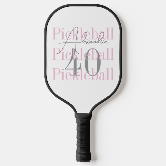 40th Birthday Pickleball Pink Party Favor Paddle (Front)