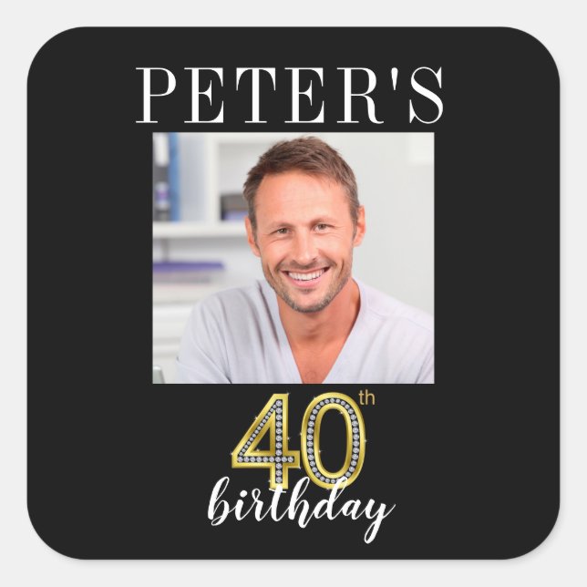 40th Birthday Picture Favor Labels (Front)