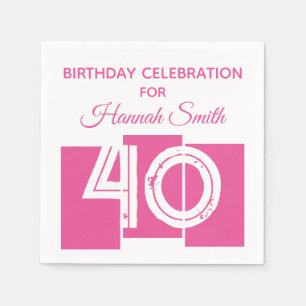 40th Birthday PINK Custom Celebrate Paper Napkins