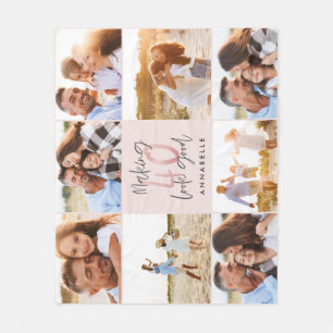 40th birthday pink girly glitter photo collage fleece blanket