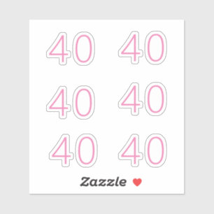 40th Birthday Pink Number Forty Pattern Custom Age Sticker