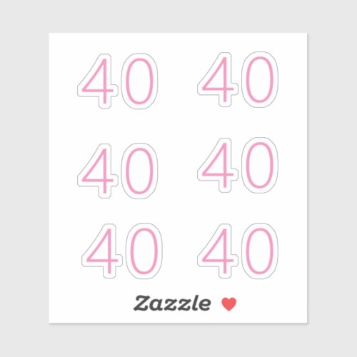 40th Birthday Pink Number Forty Pattern Custom Age Sticker