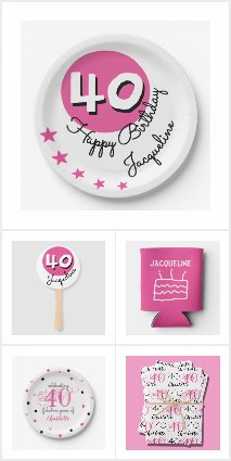 40th Birthday PINK Themed Gifts and Party Supplies