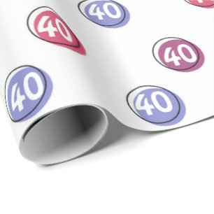 40th Birthday Polka Dots on White Wrapping Paper