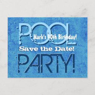 40th Birthday Pool Party Save the Date V040 Announcement Postcard