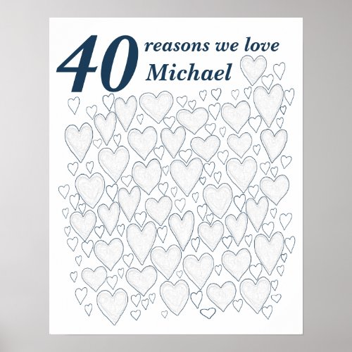 40th Birthday Poster _ 40 Reasons We Love You