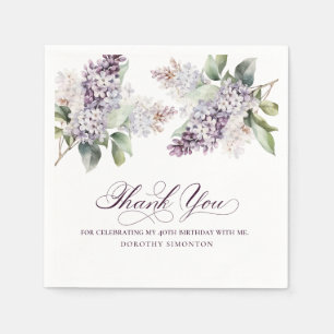 40th Birthday Purple Lilac Spring Flower Cocktail Napkins