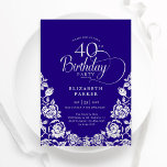 40th Birthday Purple Silver Roses Invitation<br><div class="desc">Purple silver elegant 40th birthday party invitation. Classy design featuring roses,  faux silver foil and typography script font. Trendy invite card perfect for a stylish female bday celebration. Personalize with your own details. Can be customized to any age. Printed Zazzle invitations or instant download digital printable template.</div>