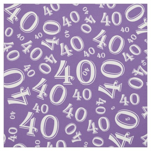 40th Birthday Purple/White Random Number Pattern Fabric