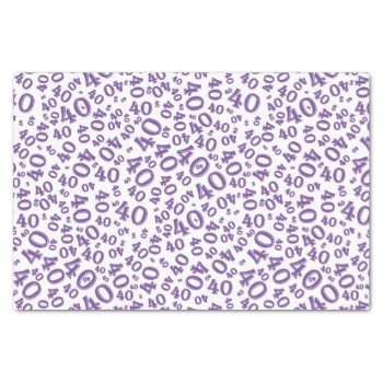 40th Birthday Purple/white Random Number Pattern Tissue Paper by NancyTrippPhotoGifts at Zazzle