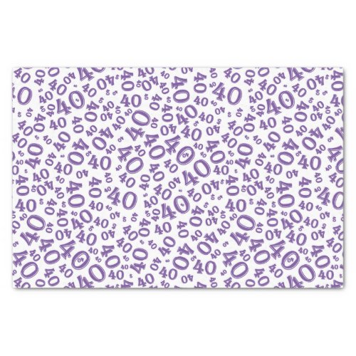 40th Birthday PurpleWhite Random Number Pattern Tissue Paper