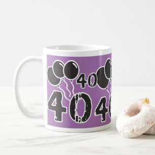 40th Birthday Purple with Black Balloons Mug