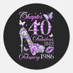 40th Birthday Queen Chapter 40 Fabulous Since 1986 Classic Round Sticker