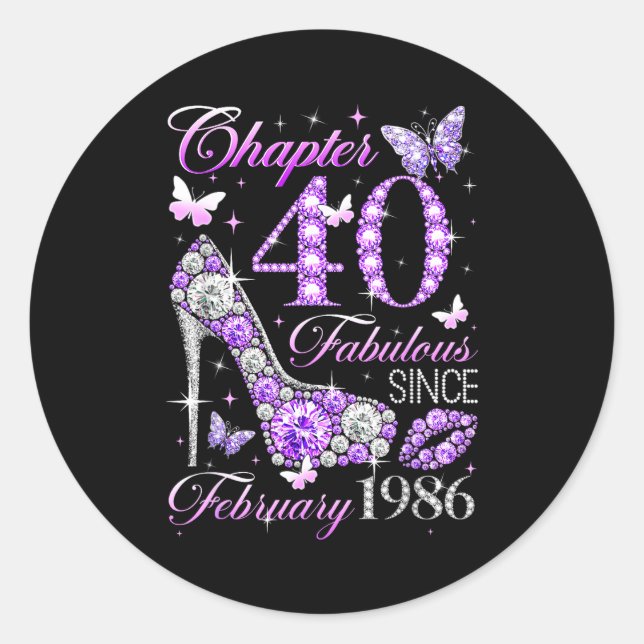40th Birthday Queen Chapter 40 Fabulous Since 1986 Classic Round Sticker (Front)
