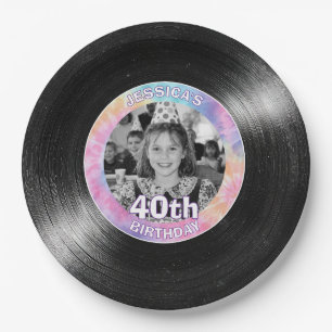 40th Birthday Rainbow Retro Paper Plates